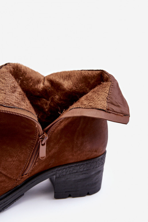 Ocieplané Botky Na Podpatku Camel Effie