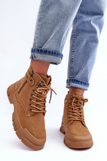Ocieplené semišové dámské botky Trapery Camel Jailina 2