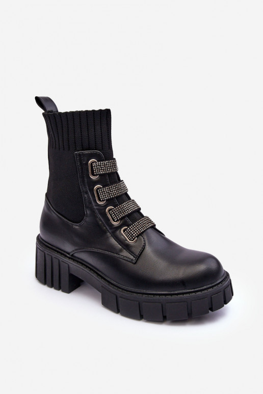 Botky Workery s elastickou Cholewkou černé Kasseis Botky Workery s elastickou Cholewkou černé Kasseis