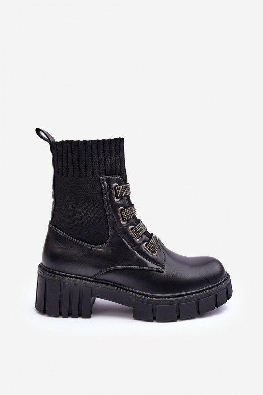 Botky Workery s elastickou Cholewkou černé Kasseis Botky Workery s elastickou Cholewkou černé Kasseis