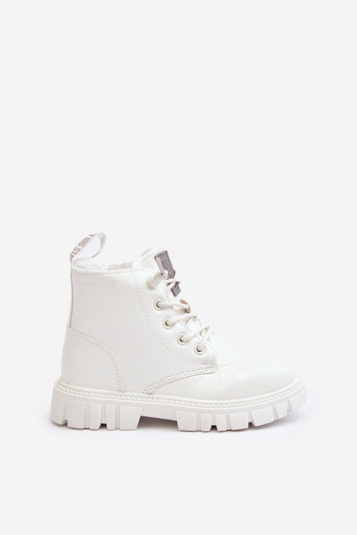 Dětské Lakované Ocieplené Boty MM374142 Big Star Bílé Dětské Lakované Ocieplené Boty MM374142 Big Star Bílé