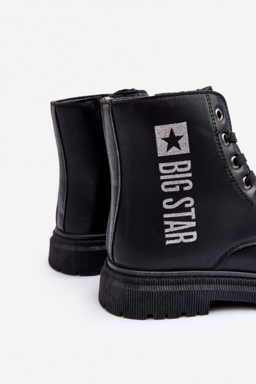 Dětské Kožené Boty Ošetřené Big Star MM374152 Černé Dětské Kožené Boty Ošetřené Big Star MM374152 Černé