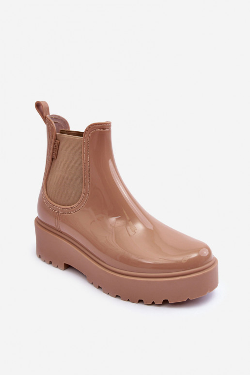 Lakované Botky Kalhoty Na Platformě Big Star MM274396 Bežové