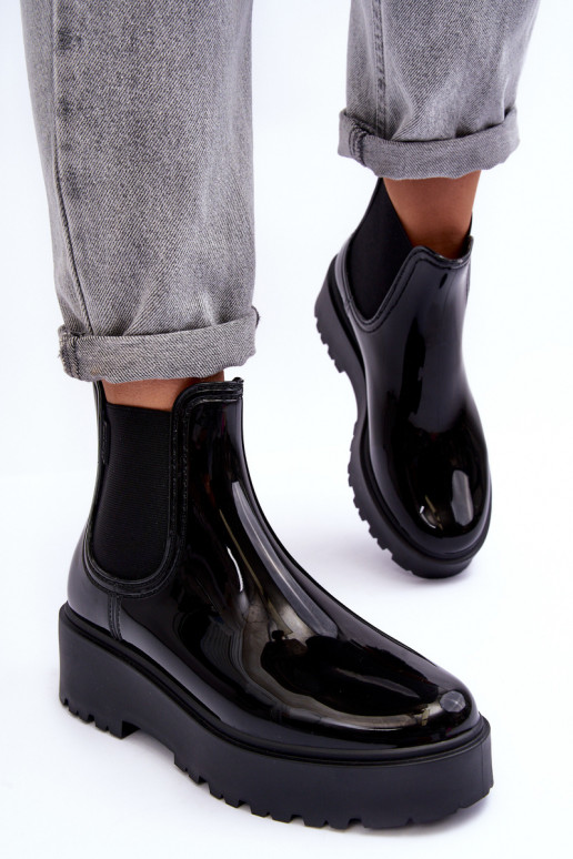 Lakované Kalhoty Boty Na Platformě Big Star MM274395 Černé