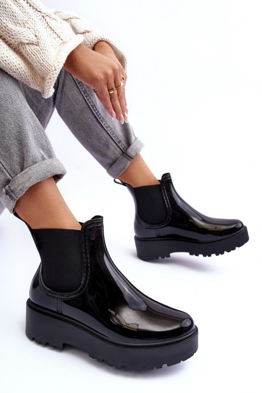 Lakované Kalhoty Boty Na Platformě Big Star MM274395 Černé