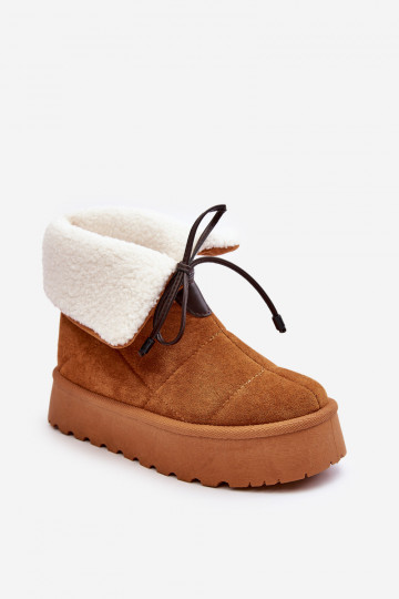 Šnekové na platformě s kožušinou Camel Olimuka