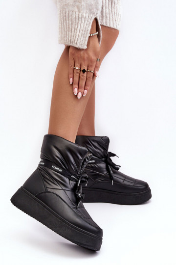 Dámské sněžné boty se zdobným uvázáním černé Siracna 2