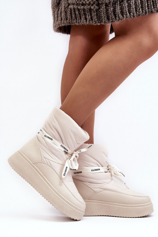 Dámské sněhule s ozdobným svazováním světle béžové Siracna Dámské sněhule s ozdobným svazováním světle béžové Siracna