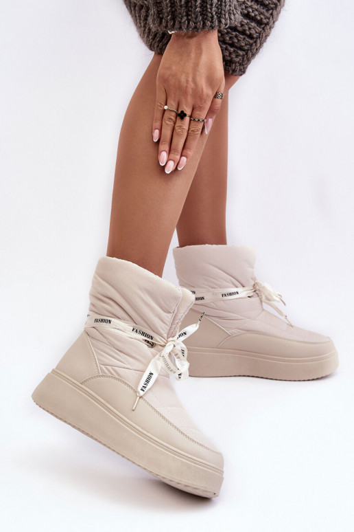 Dámské sněhule s ozdobným svazováním světle béžové Siracna Dámské sněhule s ozdobným svazováním světle béžové Siracna