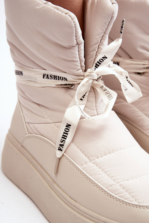 Dámské sněhule s ozdobným svazováním světle béžové Siracna Dámské sněhule s ozdobným svazováním světle béžové Siracna