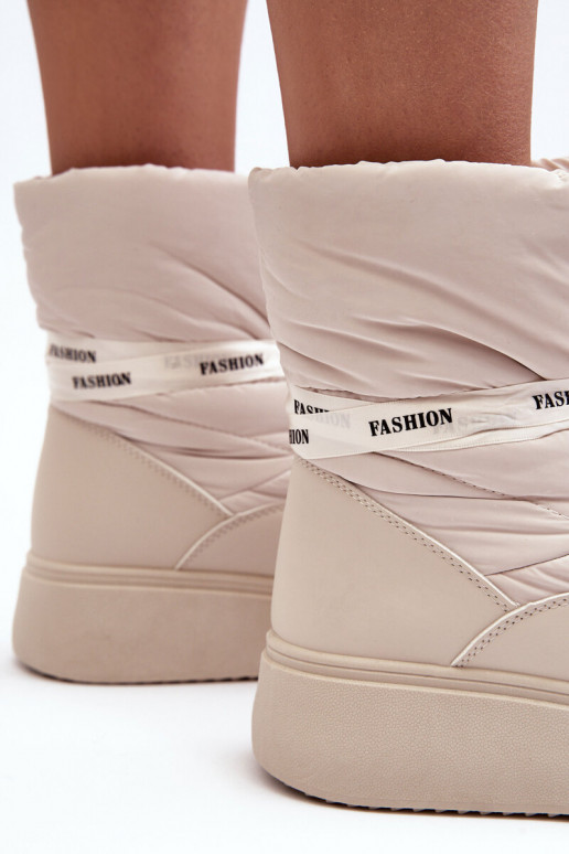 Dámské sněhule s ozdobným svazováním světle béžové Siracna Dámské sněhule s ozdobným svazováním světle béžové Siracna