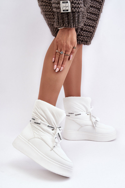 Dámské sněhule s ozdobným uvázáním bílé Siracna Dámské sněhule s ozdobným uvázáním bílé Siracna