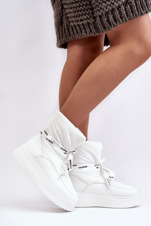 Dámské sněhule s ozdobným uvázáním bílé Siracna Dámské sněhule s ozdobným uvázáním bílé Siracna