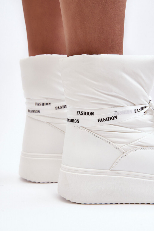 Dámské sněhule s ozdobným uvázáním bílé Siracna Dámské sněhule s ozdobným uvázáním bílé Siracna