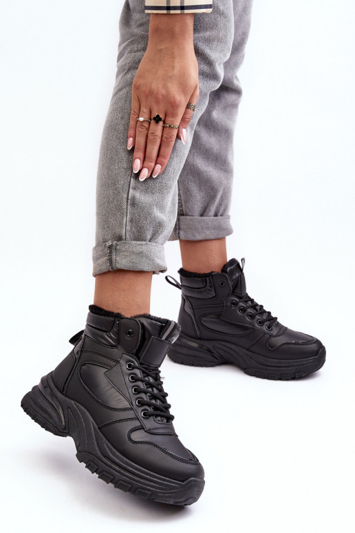 Ocieplané dámské sportovní šněrovací boty černé Dejana Ocieplané dámské sportovní šněrovací boty černé Dejana