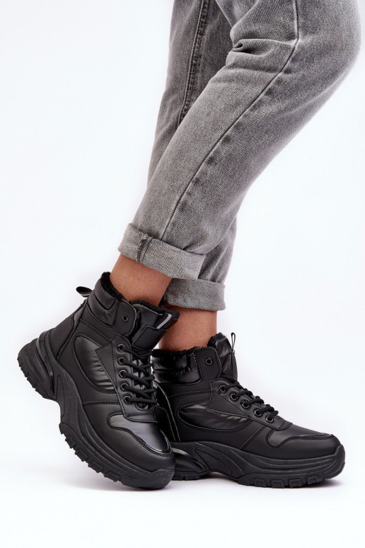 Ocieplané dámské sportovní šněrovací boty černé Dejana Ocieplané dámské sportovní šněrovací boty černé Dejana