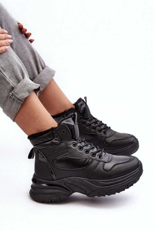 Ocieplané dámské sportovní šněrovací boty černé Dejana Ocieplané dámské sportovní šněrovací boty černé Dejana