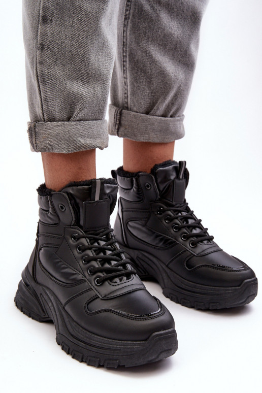 Ocieplané dámské sportovní šněrovací boty černé Dejana Ocieplané dámské sportovní šněrovací boty černé Dejana