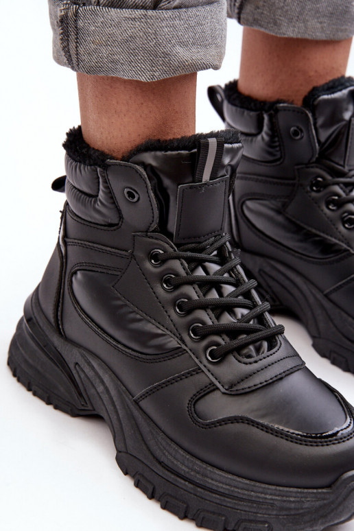 Ocieplané dámské sportovní šněrovací boty černé Dejana Ocieplané dámské sportovní šněrovací boty černé Dejana