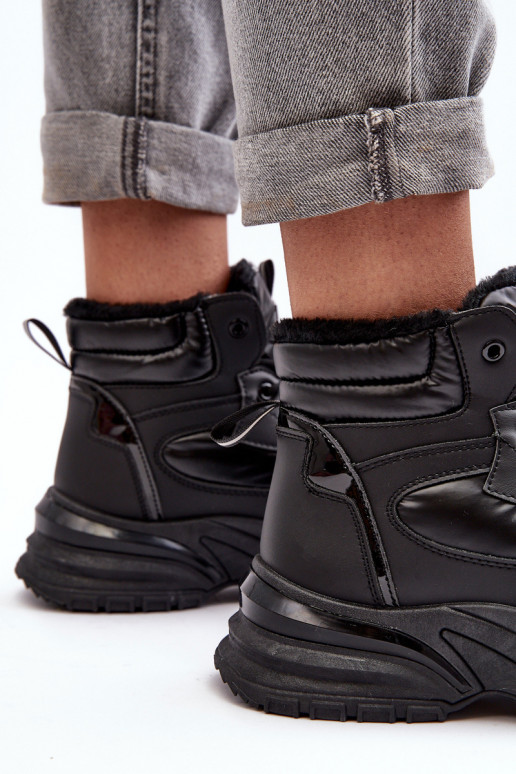 Ocieplané dámské sportovní šněrovací boty černé Dejana Ocieplané dámské sportovní šněrovací boty černé Dejana