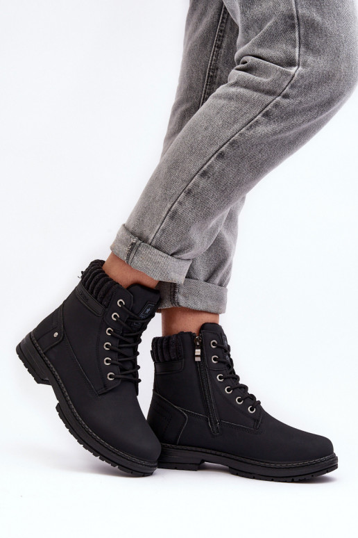 Dámské kožené trapery lemované černé Katalis