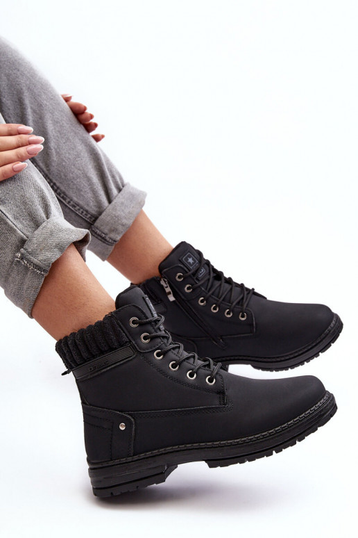 Dámské kožené trapery lemované černé Katalis