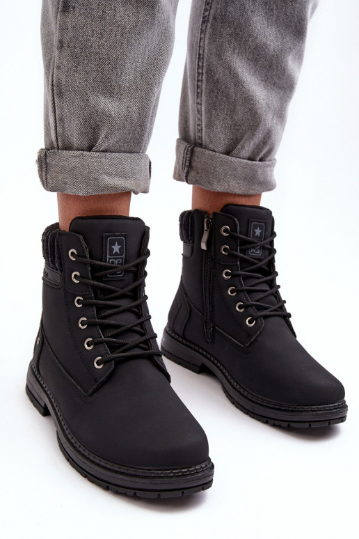 Dámské kožené trapery lemované černé Katalis