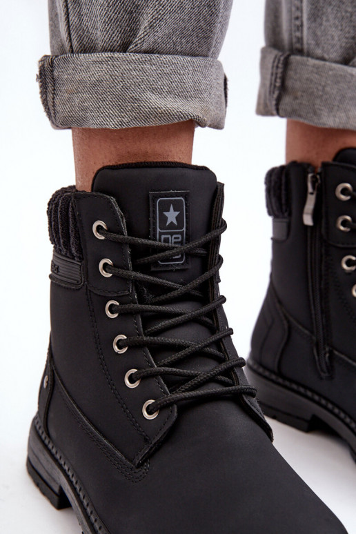 Dámské kožené trapery lemované černé Katalis