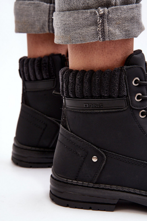 Dámské kožené trapery lemované černé Katalis