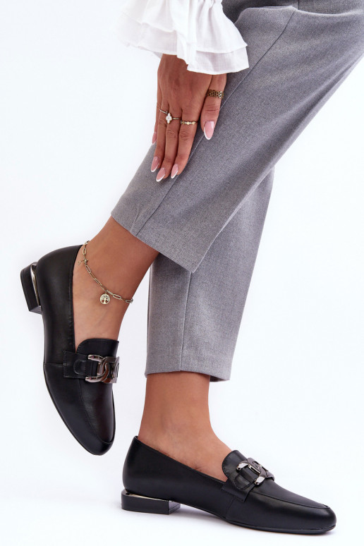 Dámské mokasíny s ozdobou černá Camilena