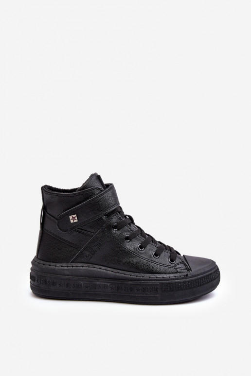 Dámské zateplené tenisky na platformě černé Big Star MM274008