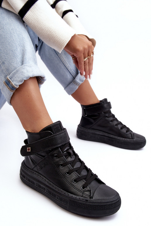 Dámské zateplené tenisky na platformě černé Big Star MM274008