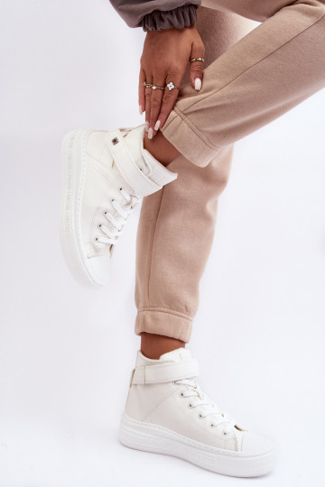 Dámské zateplené tenisky na platformě bílé Big Star MM274006 2