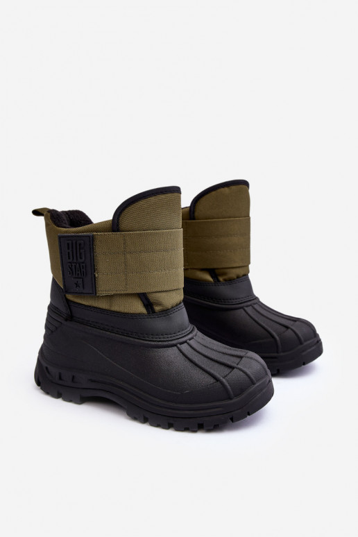 Dětské sněhule s rázovou podšívkou zateplené Khaki Big Star MM374123 Dětské sněhule s rázovou podšívkou zateplené Khaki Big Star MM374123