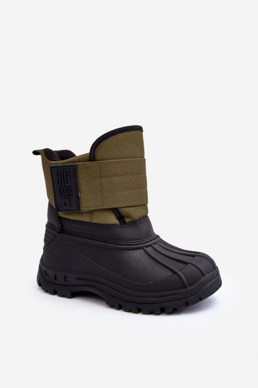 Dětské sněhule s rázovou podšívkou zateplené Khaki Big Star MM374123 Dětské sněhule s rázovou podšívkou zateplené Khaki Big Star MM374123