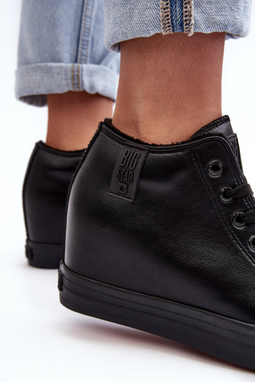 Dámské kožené boty na podpatku Big Star MM274001 černé