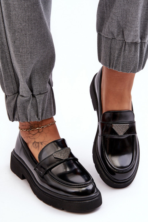 Dámské mokasíny na plochém podpatku černé Venla