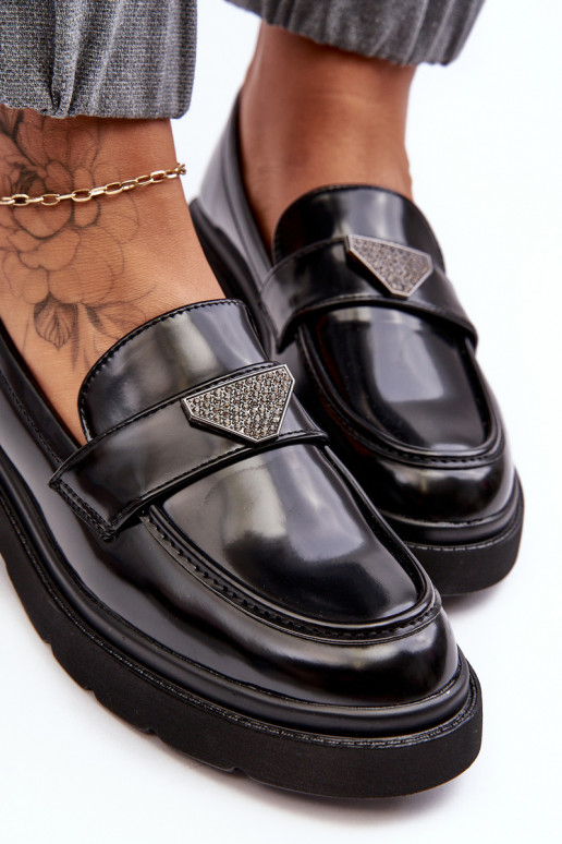 Dámské mokasíny na plochém podpatku černé Venla