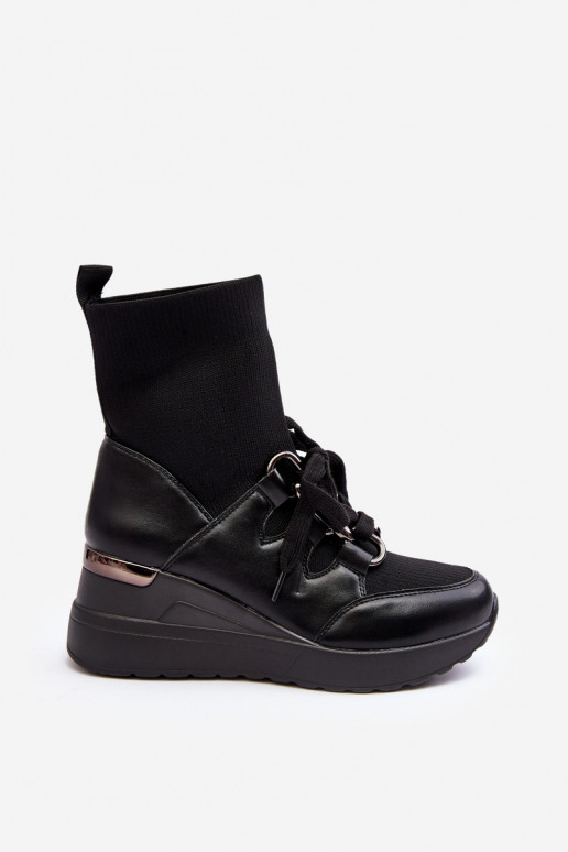 Dámské Botky Na Koturnu Se Soketou Černé Helladina