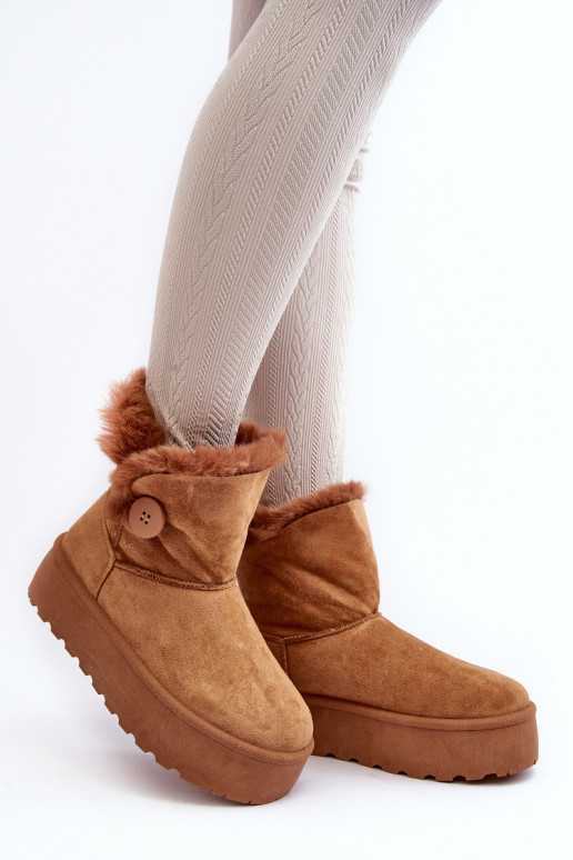 Dámské sněžné boty s platformou s kožešinou Camel Wikasem Dámské sněžné boty s platformou s kožešinou Camel Wikasem