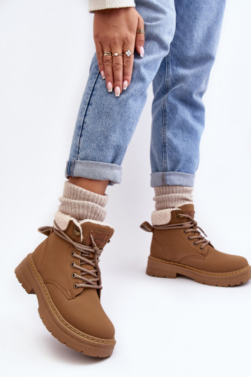 Dámské kožené Trapery s kožíškem Hnědá Lynnvia 2