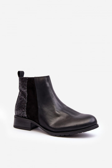 Dámské sbalené boty na plochém podpatku s cvočky černé Messio 2