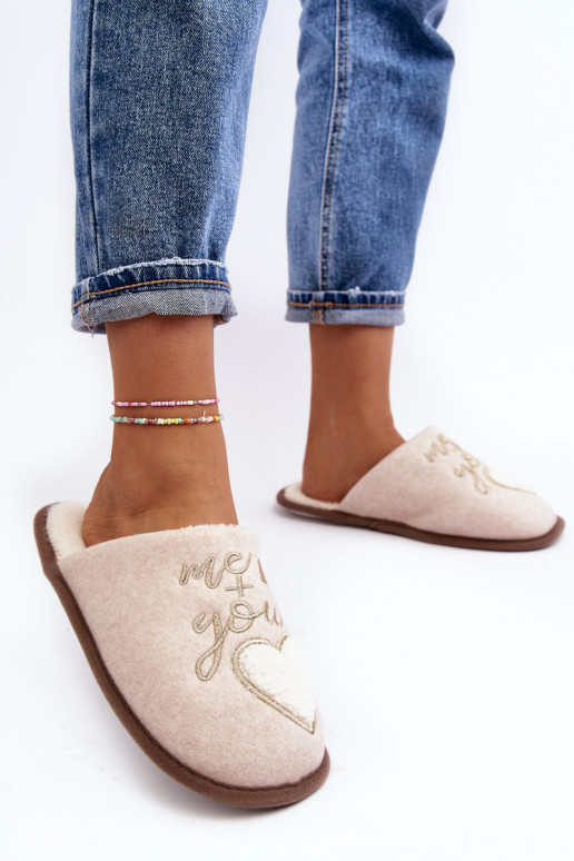 Dámské klasické pantofle s podšívkou v béžové barvě Mabira