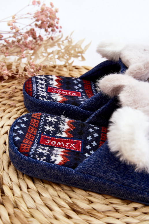 Dětské pantofle na tlusté podrážce s medvídkem modré Dasca