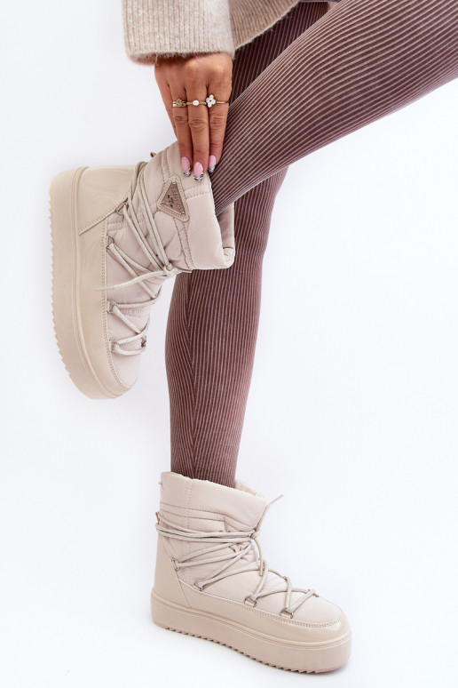 Dámské sněhule na platformě s vázáním béžové Fleure