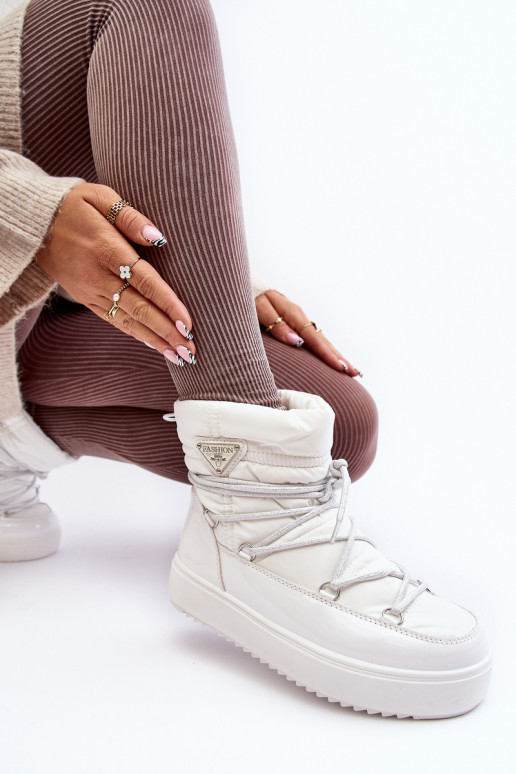 Dámské sněhule na platformě s vázáním bílé Fleure