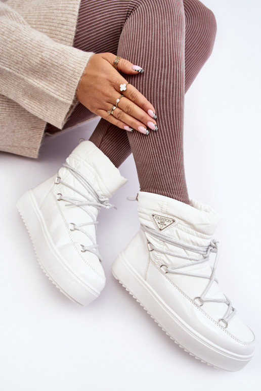 Dámské sněhule na platformě s vázáním bílé Fleure