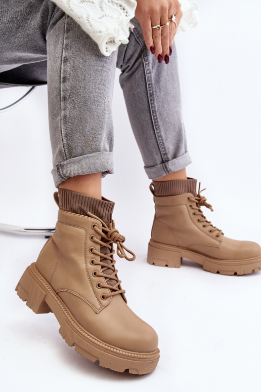 Dámské kozačky s ponožkou v hnědé barvě Rivella Dámské kozačky s ponožkou v hnědé barvě Rivella