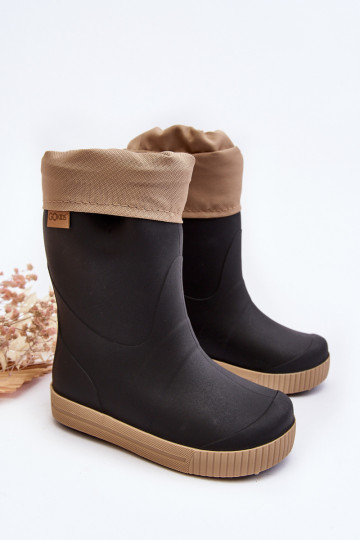 Dětské Holínky S Podšívkou Snow Wave Gokids 981 Černo-Beige 2