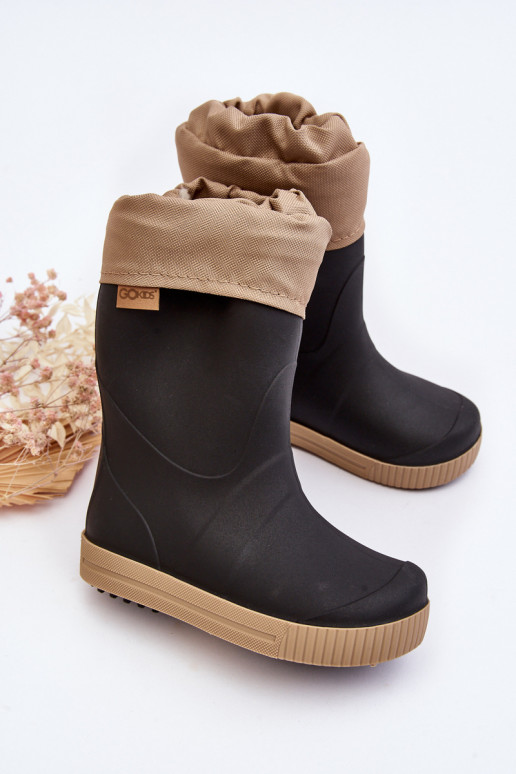 Dětské Holínky S Podšívkou Snow Wave Gokids 981 Černo-Beige Dětské Holínky S Podšívkou Snow Wave Gokids 981 Černo-Beige